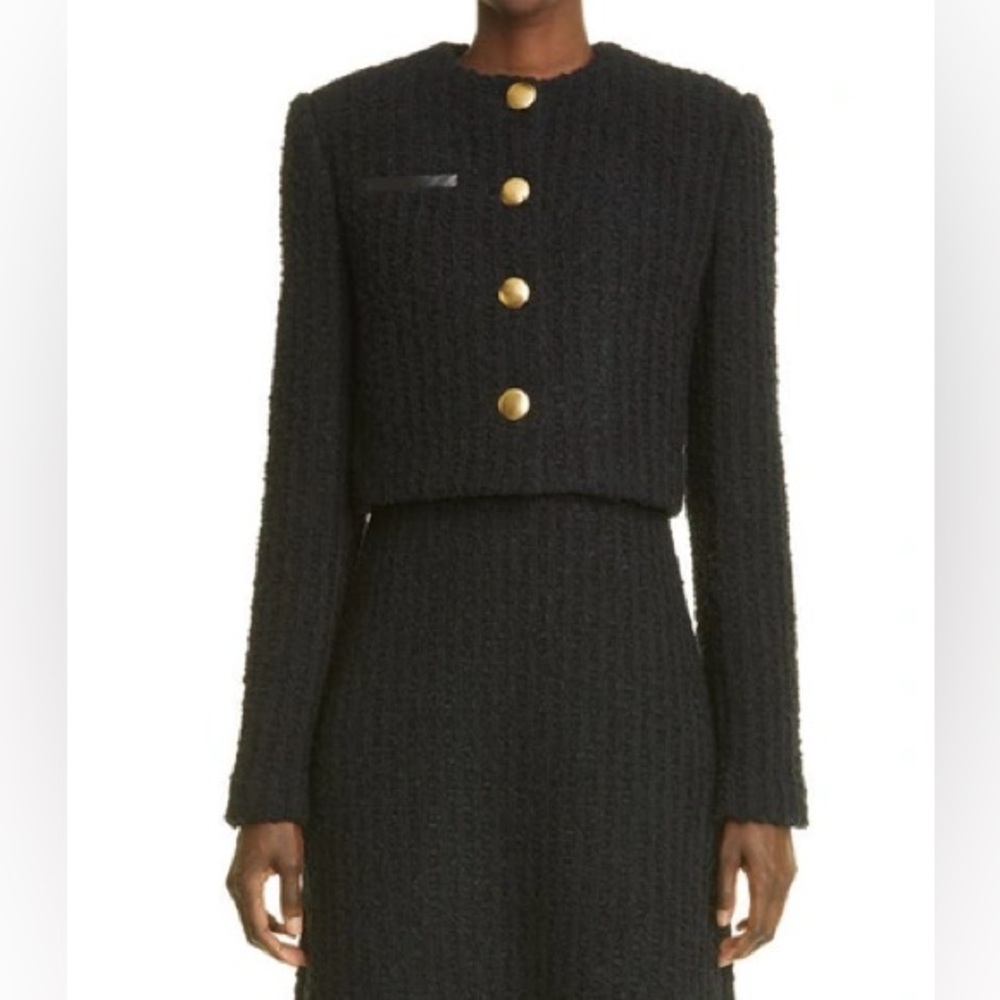 ST JOHNWool Blend Bouclé Crop Jacket In Black - NWT (removed) size 2